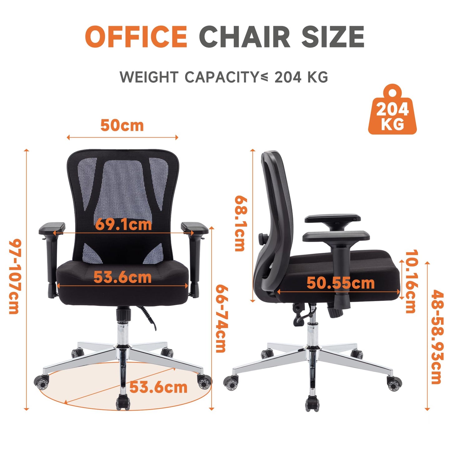 Big and Tall Office Chair 450lbs Ergonomic Mesh Office Desk Chair with 4d Armrests Adjustable Lumbar Support Rocking Executive Computer Chair for Heavy People Upgraded Caster Wheels with Headrest