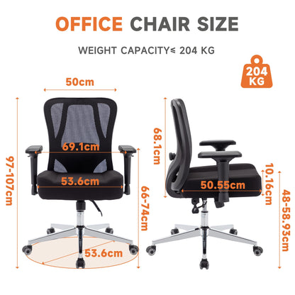 Big and Tall Office Chair 450lbs Ergonomic Mesh Office Desk Chair with 4d Armrests Adjustable Lumbar Support Rocking Executive Computer Chair for Heavy People Upgraded Caster Wheels with Headrest