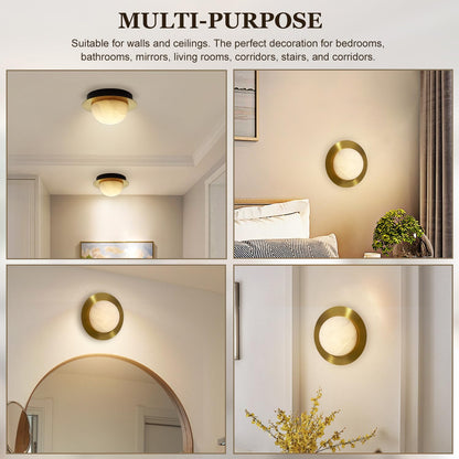 ZSnorthzun Wall Lighting Fixtures, Modern Gold Wall Sconce Light, LED Indoor Lighting Wall Lamp, Indoor Sconces for Living Room, Bedroom, Hallway Marble 7W 3000k/4000k/6000k (Gold)