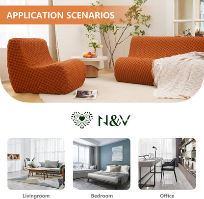 N&V The 2nd Gen Single Foam Sofa, Armless Floor Sofa, One Piece High Density Foam, Removable and Machine Washable Cover, Caramel