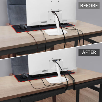 ZhiYo Cable Management 31.5in J Channel - 2Pack Cable Raceway - Cable Management Under Desk with Adhesive Stripe Built-in, Easy to Install Desk Cord Organizer, 2X L15.7in, Cord Cover, Black