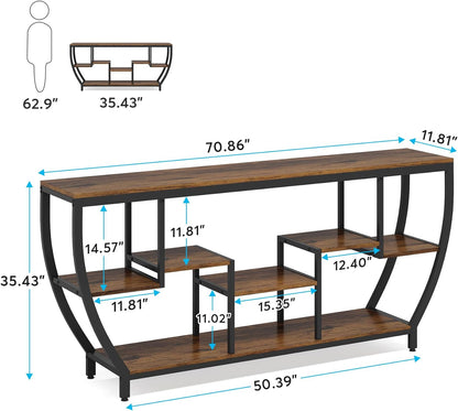 Tribesigns 70.9 Inch Long Sofa Table with Shelves, Rustic Console Table with Storage, Industrial Entryway Table TV Stand, Behind Couch Table Accent Tables for Living Room, Hallway, Foyer Furniture