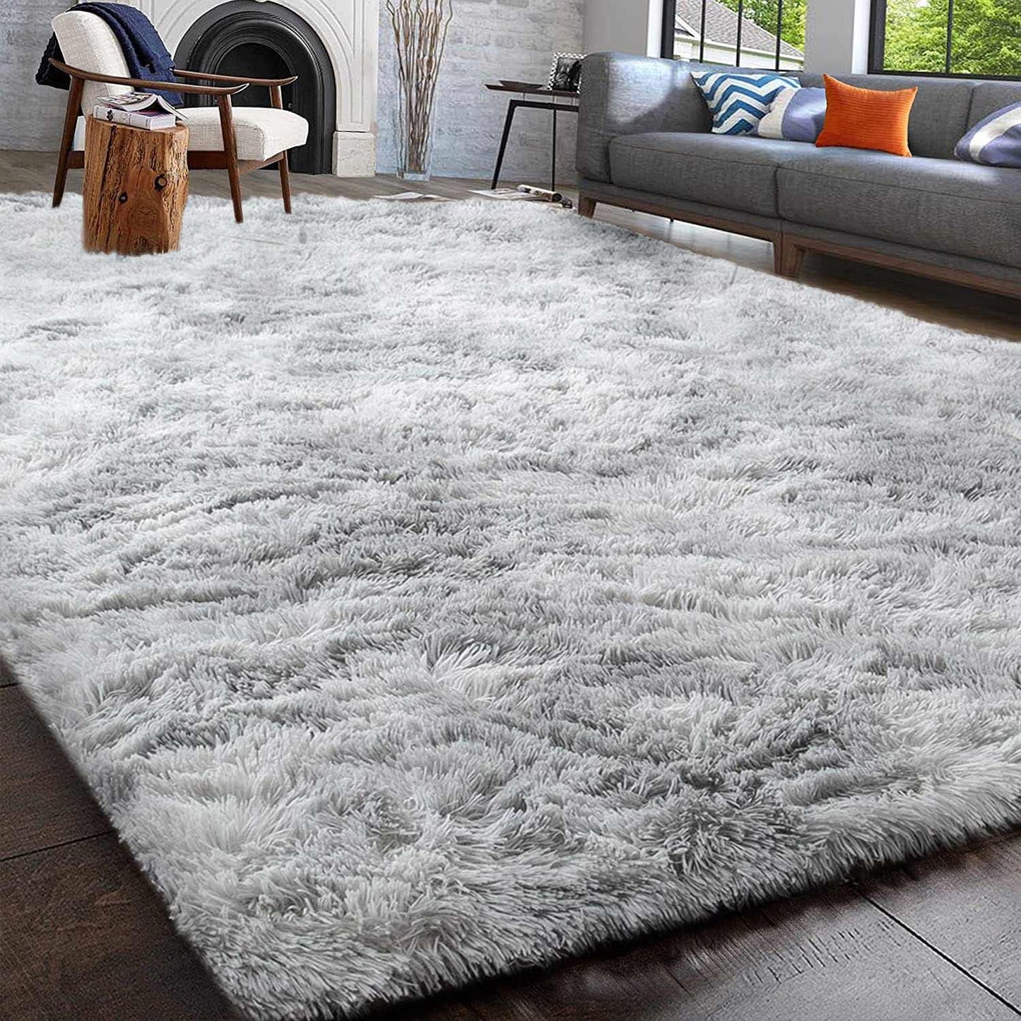 Rugs for Living Room Fluffy Area Rug Shaggy for Bedroom Soft Modern Luxury Fur Carpet for Kids Room Nursery Indoor Plush Furry Rug Comfy Home Decor Floor Mat (White, 80 * 150cm)