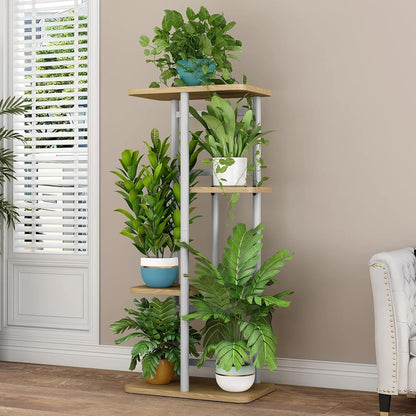 4 Tier 5 Potted Indoor Plant Stand, Flower Plants Shelf Multiple Stands for Outdoor Garden Living Room Balcony Corner, 36*23*74Cm