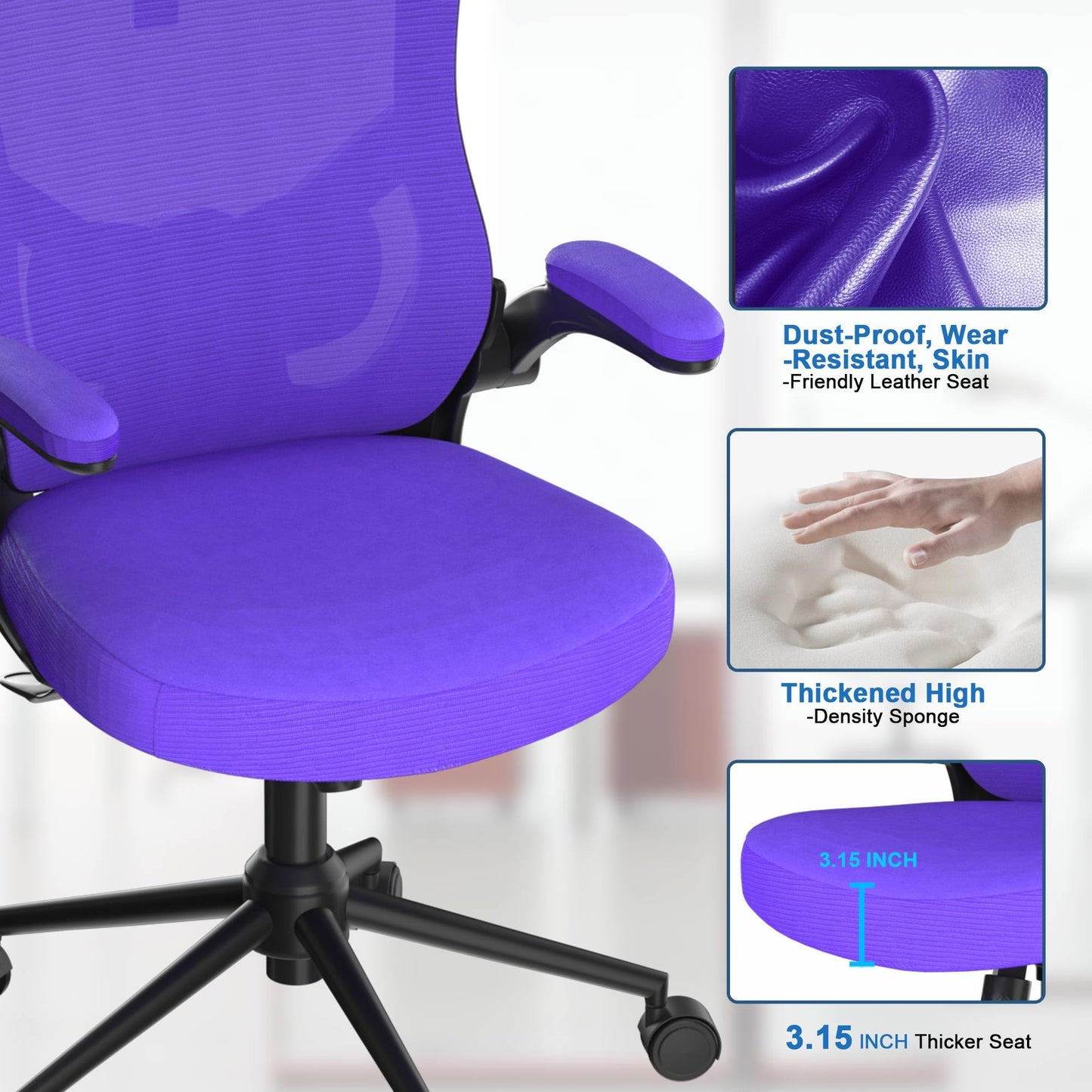 𝑯𝑶𝑴𝑬 𝑶𝑭𝑭𝑰𝑪𝑬 𝑪𝑯𝑨𝑰𝑹, Ergonomic Mesh Desk Chair, High Back Computer Chair- Adjustable Headrest with Flip-Up Arms, Lumbar Support, Swivel Executive Task Chair (Modern, White)