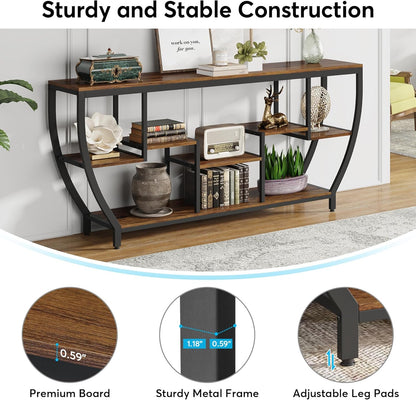 Tribesigns 70.9 Inch Long Sofa Table with Shelves, Rustic Console Table with Storage, Industrial Entryway Table TV Stand, Behind Couch Table Accent Tables for Living Room, Hallway, Foyer Furniture