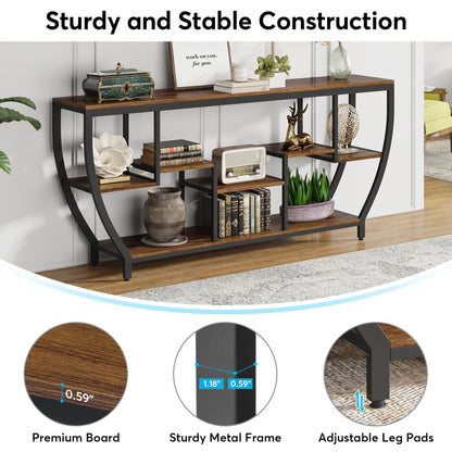 Tribesigns 70.9 Inch Long Sofa Table with Shelves, Rustic Console Table with Storage, Industrial Entryway Table TV Stand, Behind Couch Table Accent Tables for Living Room, Hallway, Foyer Furniture