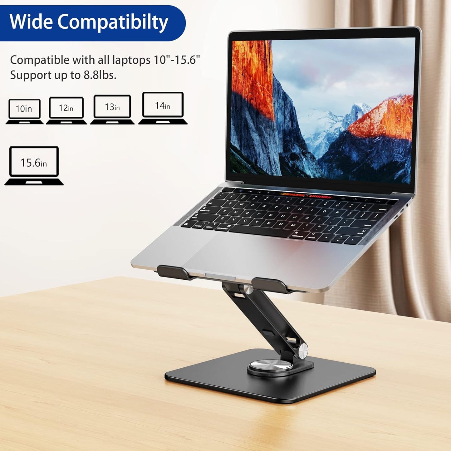 BESIGN LSX7 Laptop Stand with 360° Rotating Base, Ergonomic Adjustable Notebook Stand, Riser Holder Computer Stand Compatible with Air, Pro, Dell, HP, Lenovo More 10-15.6" Laptops (Black)