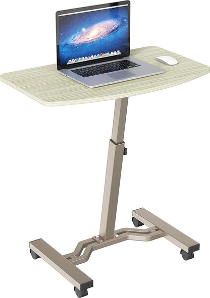 SHW Height Adjustable Laptop Stand Cart with Tilting Desktop and Side Shelf, Black