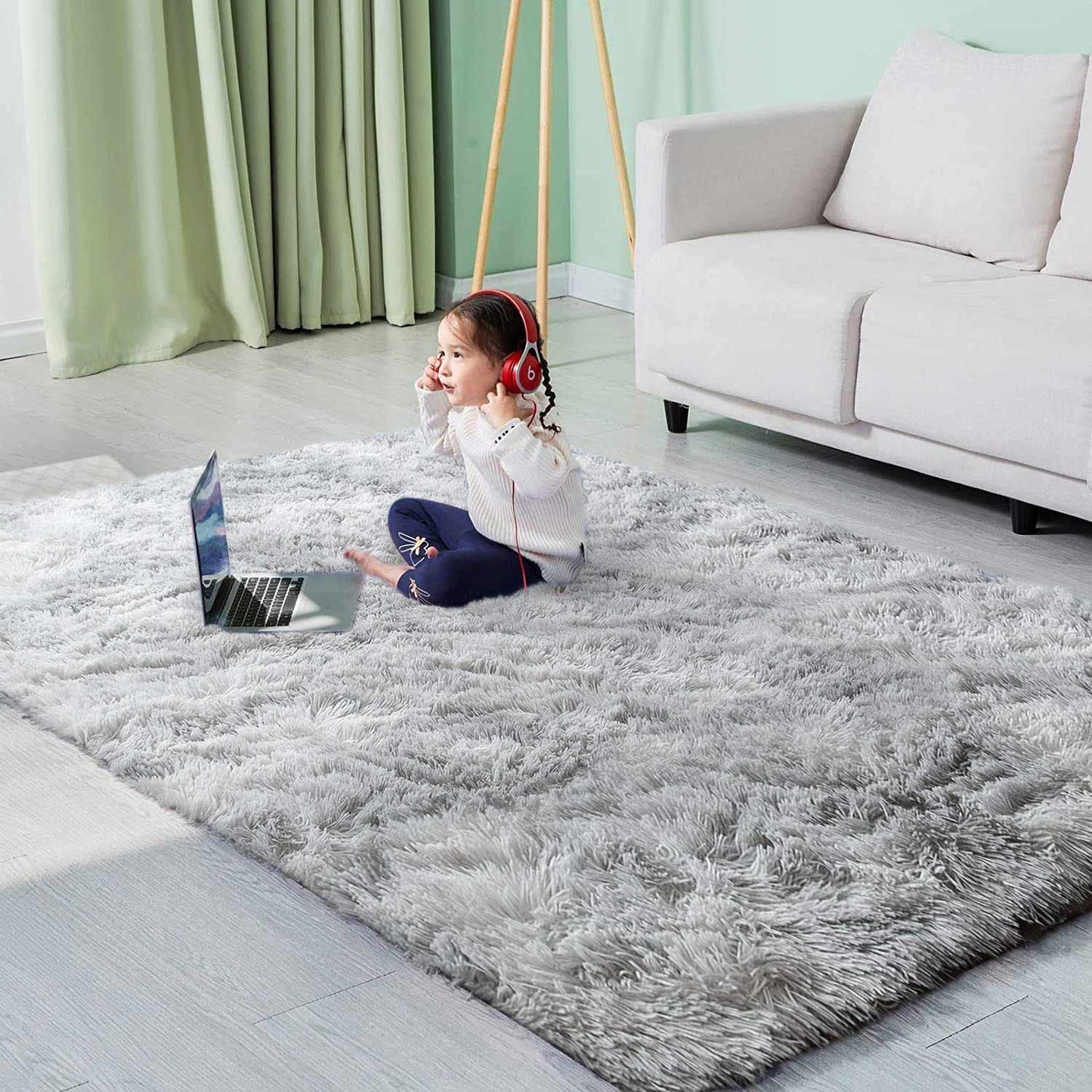 Rugs for Living Room Fluffy Area Rug Shaggy for Bedroom Soft Modern Luxury Fur Carpet for Kids Room Nursery Indoor Plush Furry Rug Comfy Home Decor Floor Mat (White, 80 * 150cm)