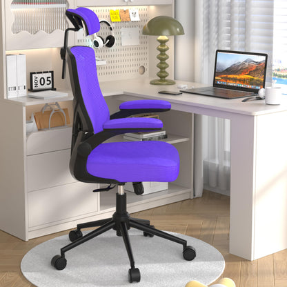 𝑯𝑶𝑴𝑬 𝑶𝑭𝑭𝑰𝑪𝑬 𝑪𝑯𝑨𝑰𝑹, Ergonomic Mesh Desk Chair, High Back Computer Chair- Adjustable Headrest with Flip-Up Arms, Lumbar Support, Swivel Executive Task Chair (Modern, White)