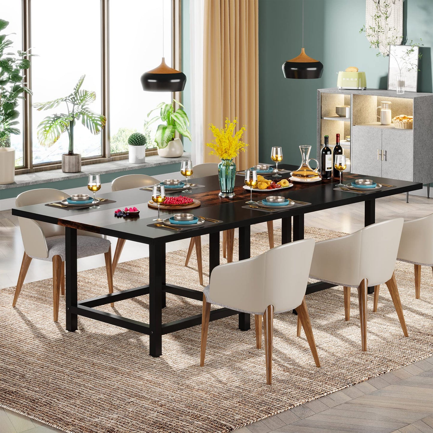 Tribesigns Square Dining Table for 4 People, Farmhouse 39.4"x 39.4"x29.5 “ inches, 2 Person Dinning Table for Dinning Room.