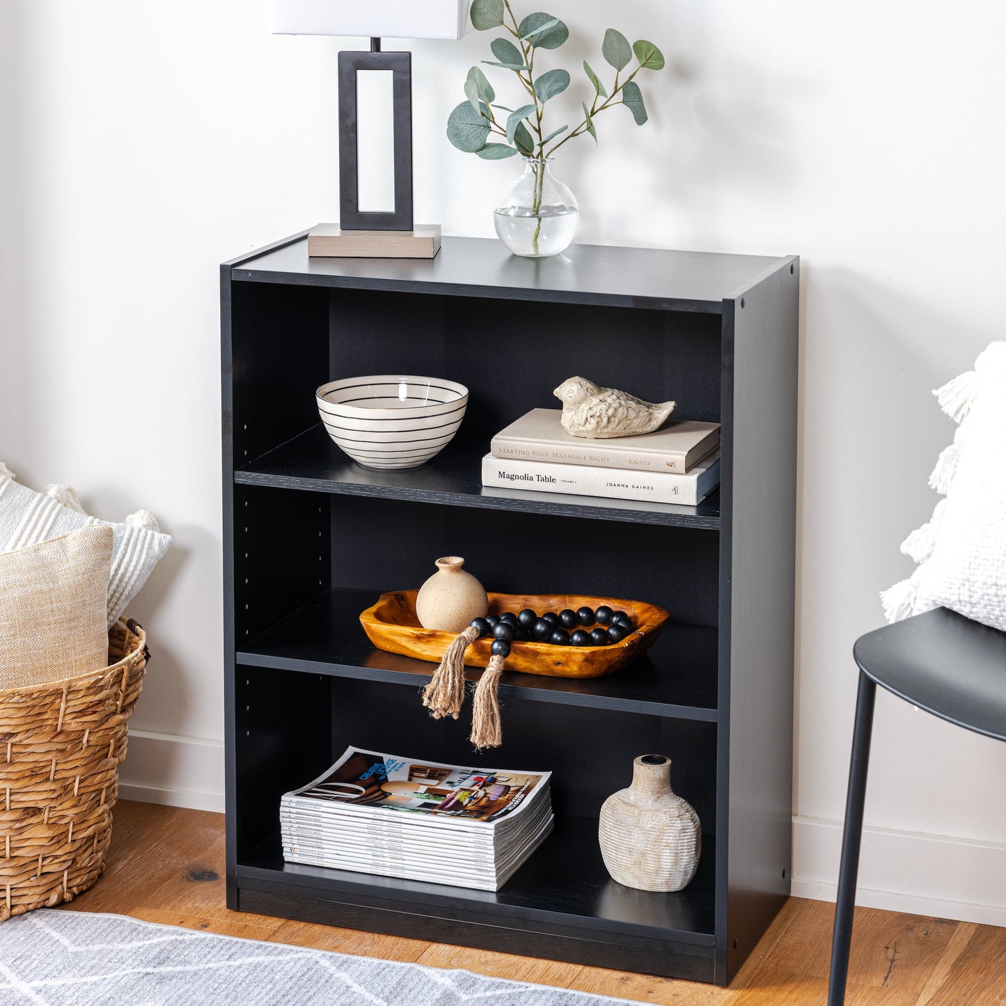 Mainstays 3-Shelf Bookcase with Adjustable Shelves, White