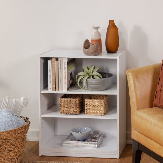 Mainstays 3-Shelf Bookcase with Adjustable Shelves, White