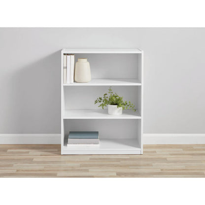 Mainstays 3-Shelf Bookcase with Adjustable Shelves, White